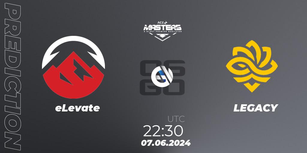 eLevate vs LEGACY: Match Prediction. 07.06.2024 at 22:30, Counter-Strike (CS2), Ace North American Masters Fall 2024 - BLAST Premier Qualifier