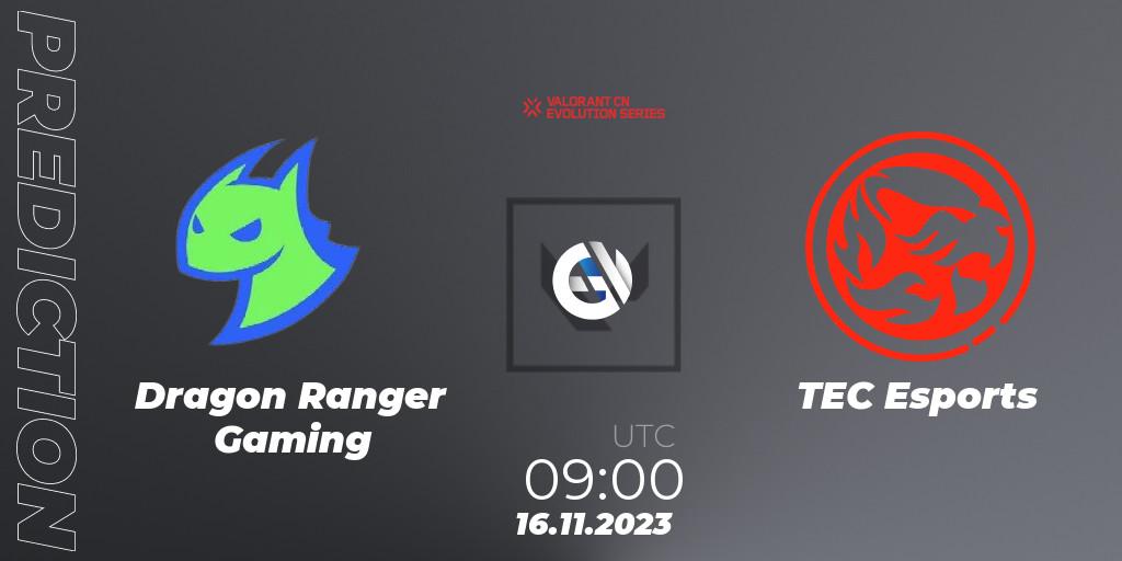 Dragon Ranger Gaming vs TEC Esports: Match Prediction. 16.11.2023 at 09:00, VALORANT, VALORANT China Evolution Series Act 3: Heritability