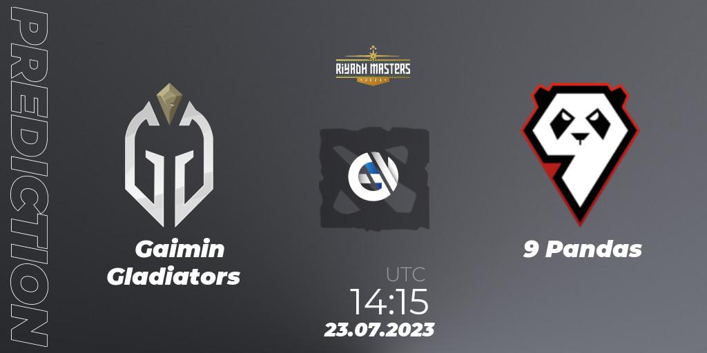 Gaimin Gladiators vs 9 Pandas: Match Prediction. 23.07.2023 at 14:30, Dota 2, Riyadh Masters 2023 - Group Stage
