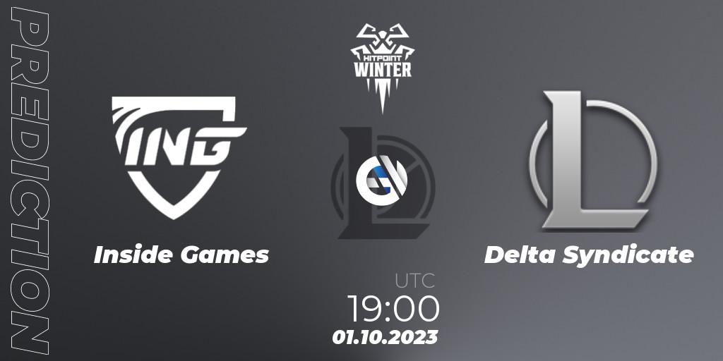 Inside Games vs Delta Syndicate: Match Prediction. 01.10.2023 at 19:00, LoL, Hitpoint Masters Winter 2023 - Group Stage