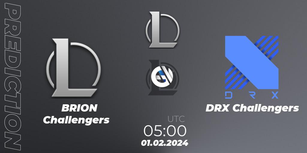 BRION Challengers vs DRX Challengers: Match Prediction. 01.02.2024 at 05:00, LoL, LCK Challengers League 2024 Spring - Group Stage