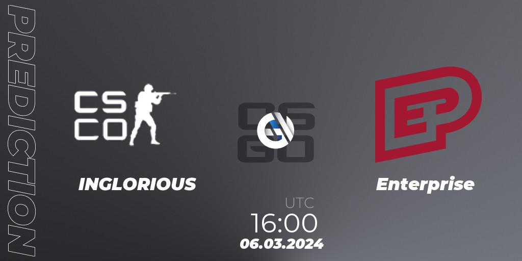 INGLORIOUS vs Enterprise: Match Prediction. 06.03.2024 at 16:00, Counter-Strike (CS2), ESEA Season 48: Advanced Division - Europe