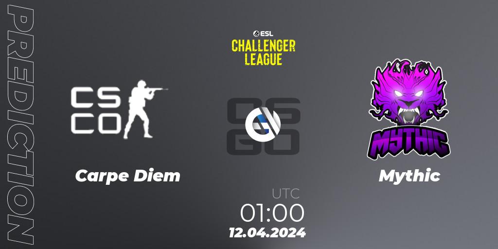 Carpe Diem vs Mythic: Match Prediction. 12.04.2024 at 01:00, Counter-Strike (CS2), ESL Challenger League Season 47: North America