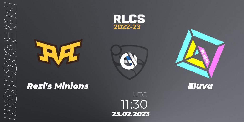 Rezi's Minions vs Eluva: Match Prediction. 25.02.2023 at 11:30, Rocket League, RLCS 2022-23 - Winter: Asia-Pacific Regional 3 - Winter Invitational