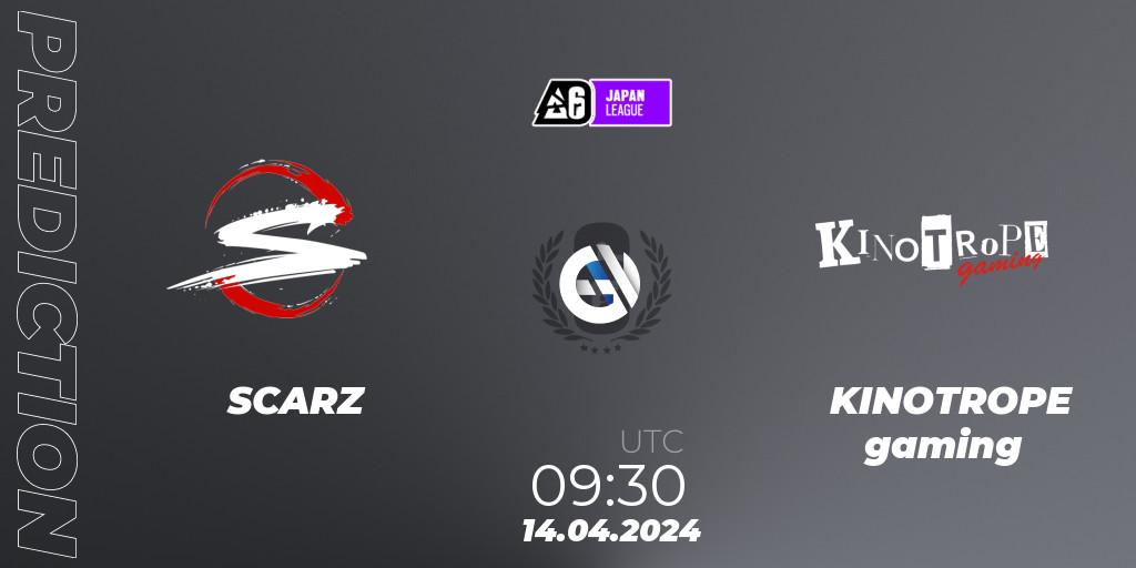 SCARZ vs KINOTROPE gaming: Match Prediction. 14.04.2024 at 09:30, Rainbow Six, Japan League 2024 - Stage 1