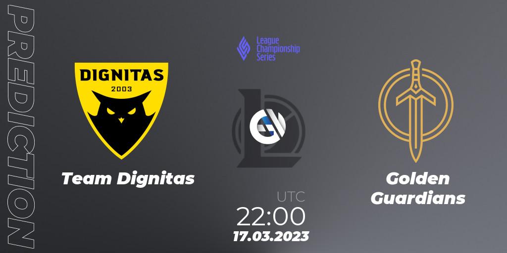 Team Dignitas vs Golden Guardians: Match Prediction. 18.03.2023 at 00:00, LoL, LCS Spring 2023 - Group Stage