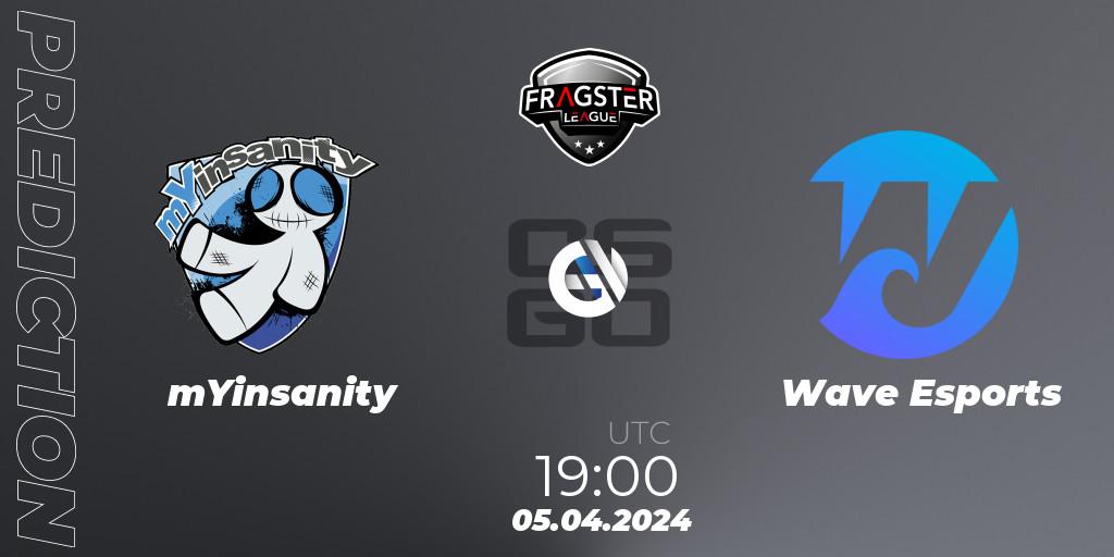mYinsanity vs Wave Esports: Match Prediction. 05.04.2024 at 19:00, Counter-Strike (CS2), Fragster League Season 5: Relegation