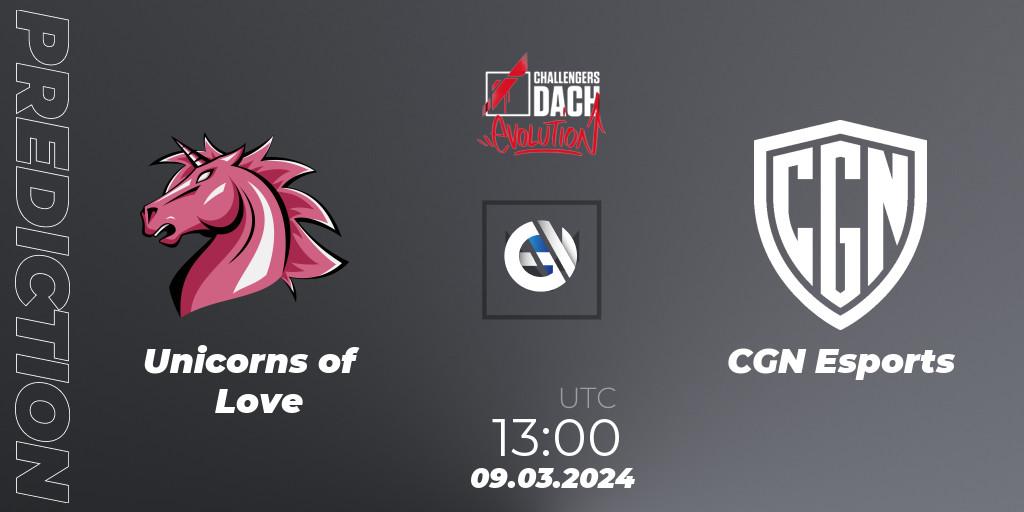 Unicorns of Love vs CGN Esports: Match Prediction. 09.03.2024 at 13:00, VALORANT, VALORANT Challengers 2024 DACH: Evolution Split 1