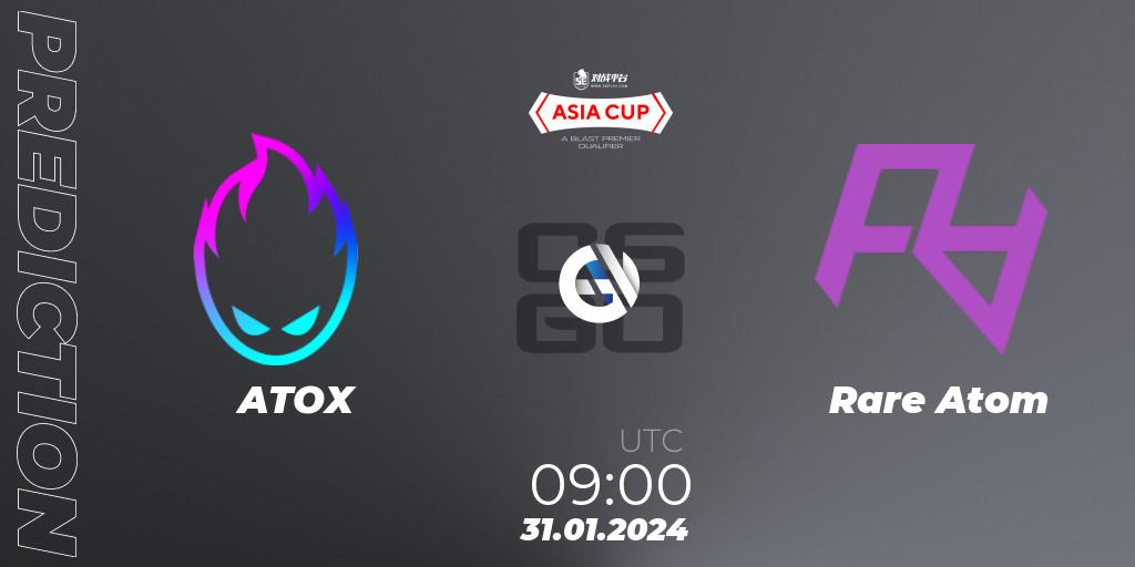 ATOX vs Rare Atom: Match Prediction. 31.01.2024 at 09:15, Counter-Strike (CS2), 5E Arena Asia Cup Spring 2024 - BLAST Premier Qualifier