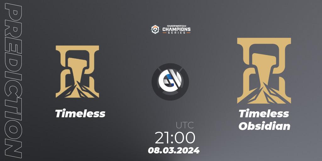 Timeless vs Timeless Obsidian: Match Prediction. 08.03.2024 at 21:00, Overwatch, Overwatch Champions Series 2024 - North America Stage 1 Group Stage