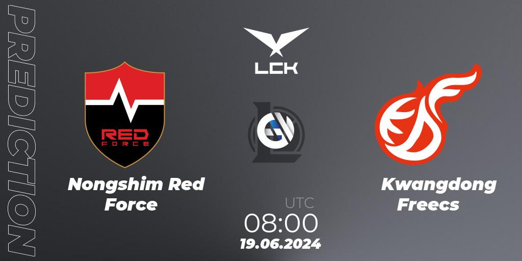 Nongshim Red Force vs Kwangdong Freecs: Match Prediction. 19.06.2024 at 08:00, LoL, LCK Summer 2024 Group Stage