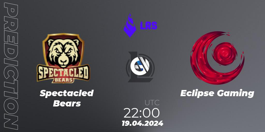 Spectacled Bears vs Eclipse Gaming: Match Prediction. 19.04.2024 at 22:00, LoL, Liga Regional Sur 2024