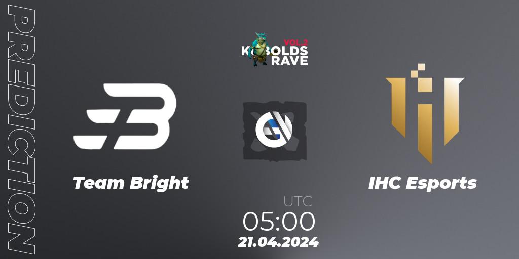 Team Bright vs IHC Esports: Match Prediction. 21.04.2024 at 05:20, Dota 2, Cringe Station Kobolds Rave 2