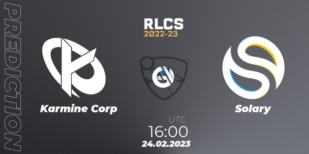 Karmine Corp vs Solary: Match Prediction. 24.02.2023 at 16:00, Rocket League, RLCS 2022-23 - Winter: Europe Regional 3 - Winter Invitational