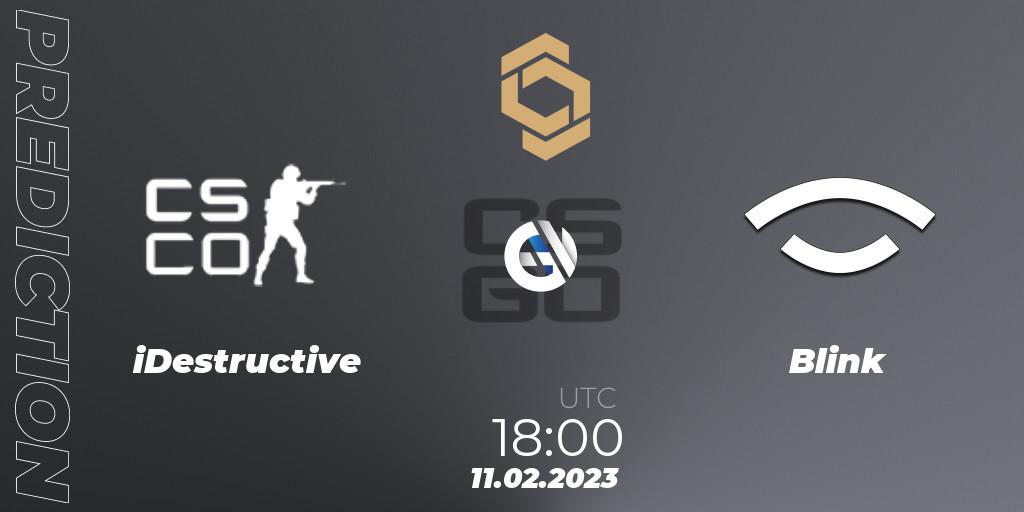 iDestructive vs Blink: Match Prediction. 11.02.2023 at 18:00, Counter-Strike (CS2), CCT South Europe Series #3: Closed Qualifier