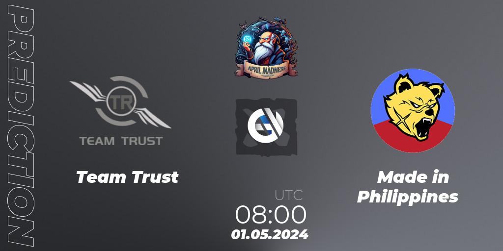 Team Trust vs Made in Philippines: Match Prediction. 03.05.2024 at 10:20, Dota 2, April Madness: Dota 2 Championship