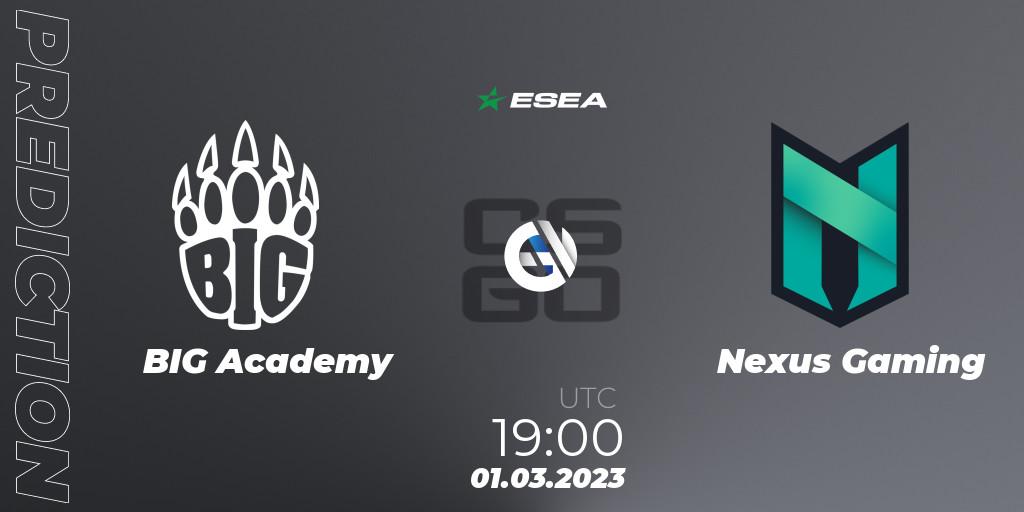 BIG Academy vs Nexus Gaming: Match Prediction. 03.03.2023 at 16:00, Counter-Strike (CS2), ESEA Season 44: Advanced Division - Europe