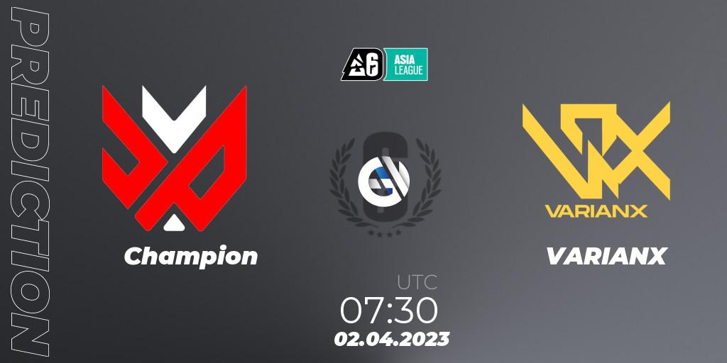 Champion vs VARIANX: Match Prediction. 02.04.23, Rainbow Six, SEA League 2023 - Stage 1