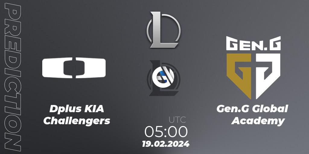 Dplus KIA Challengers vs Gen.G Global Academy: Match Prediction. 19.02.2024 at 05:00, LoL, LCK Challengers League 2024 Spring - Group Stage