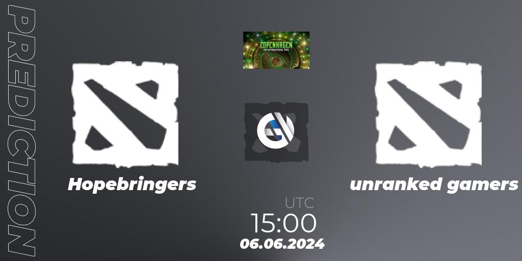 Hopebringers vs unranked gamers: Match Prediction. 06.06.2024 at 15:00, Dota 2, The International 2024: Western Europe Open Qualifier #1