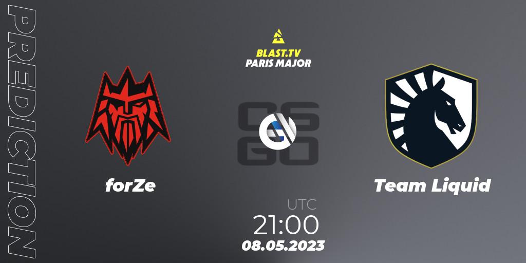 forZe vs Team Liquid: Match Prediction. 08.05.2023 at 19:20, Counter-Strike (CS2), BLAST Paris Major 2023 Challengers Stage