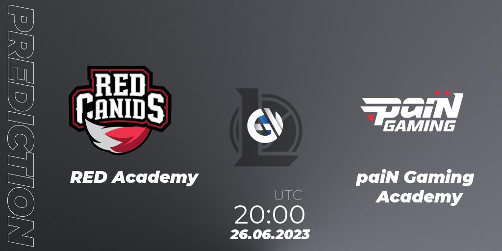 RED Academy vs paiN Gaming Academy: Match Prediction. 26.06.2023 at 20:00, LoL, CBLOL Academy Split 2 2023 - Group Stage