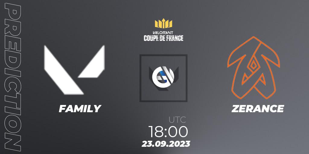 FAMILY vs ZERANCE: Match Prediction. 23.09.23, VALORANT, VCL France: Revolution - Coupe De France 2023