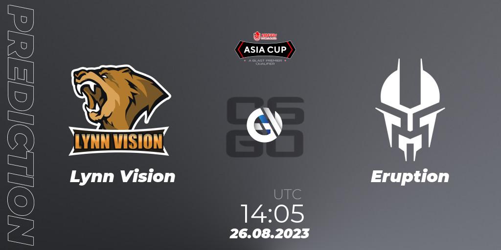Lynn Vision vs Eruption: Match Prediction. 26.08.2023 at 14:05, Counter-Strike (CS2), 5E Arena Asia Cup Fall 2023