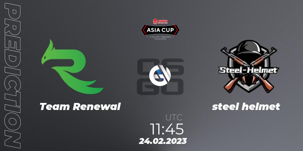 Team Renewal vs steel helmet: Match Prediction. 24.02.2023 at 12:10, Counter-Strike (CS2), 5E Arena Asia Cup Spring 2023 - BLAST Premier Qualifier