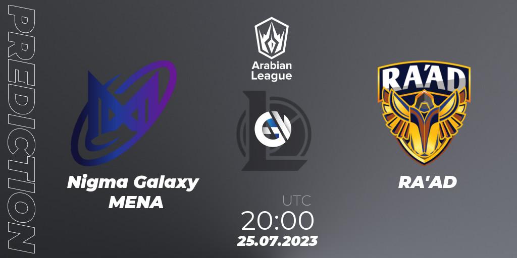 Nigma Galaxy MENA vs RA'AD: Match Prediction. 25.07.23, LoL, Arabian League Summer 2023 - Group Stage