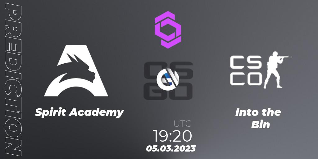 Spirit Academy vs Into the Bin: Match Prediction. 05.03.2023 at 19:20, Counter-Strike (CS2), CCT West Europe Series 2 Closed Qualifier