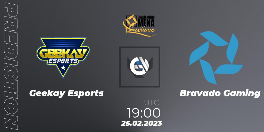 Geekay Esports vs Bravado Gaming: Match Prediction. 25.02.2023 at 19:00, VALORANT, VALORANT Challengers 2023 MENA: Resilience Split 1 - Levant and North Africa