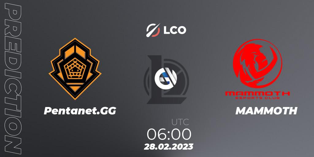 Pentanet.GG vs MAMMOTH: Match Prediction. 28.02.2023 at 06:00, LoL, LCO Split 1 2023 - Group Stage