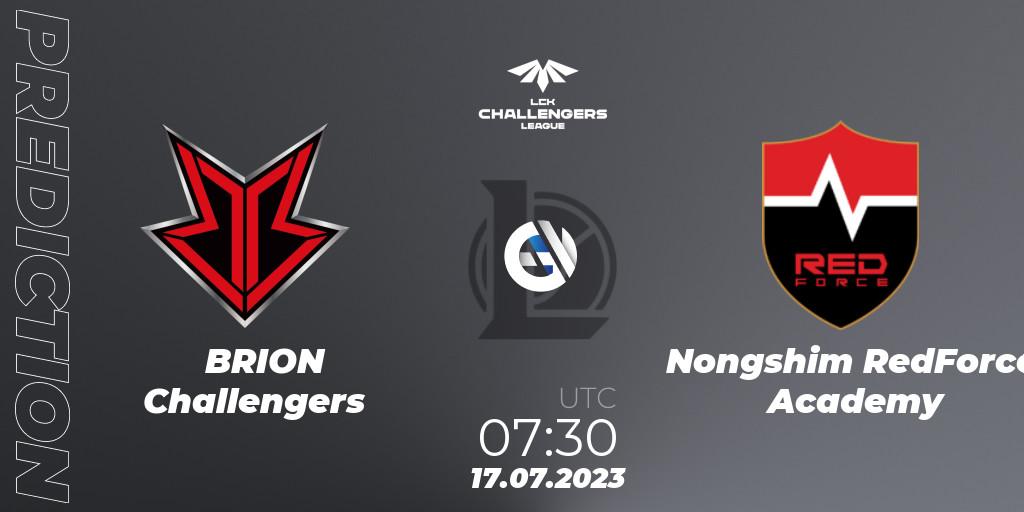 BRION Challengers vs Nongshim RedForce Academy: Match Prediction. 17.07.2023 at 08:00, LoL, LCK Challengers League 2023 Summer - Group Stage