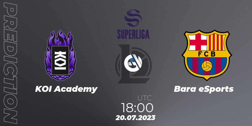 KOI Academy vs Barça eSports: Match Prediction. 22.06.2023 at 19:00, LoL, Superliga Summer 2023 - Group Stage
