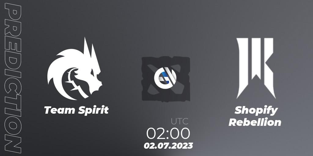 Team Spirit vs Shopify Rebellion: Match Prediction. 02.07.2023 at 02:00, Dota 2, Bali Major 2023 - Group Stage