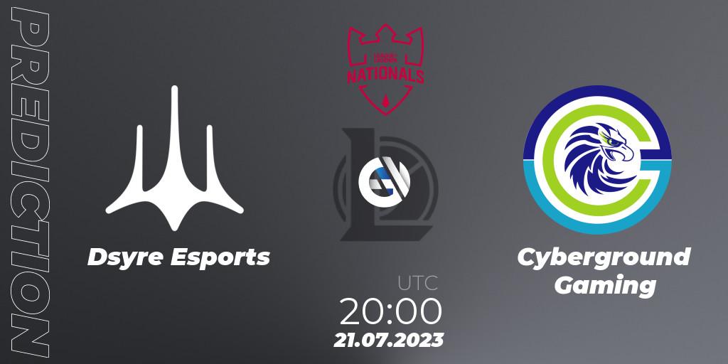 Dsyre Esports vs Cyberground Gaming: Match Prediction. 21.07.2023 at 20:00, LoL, PG Nationals Summer 2023