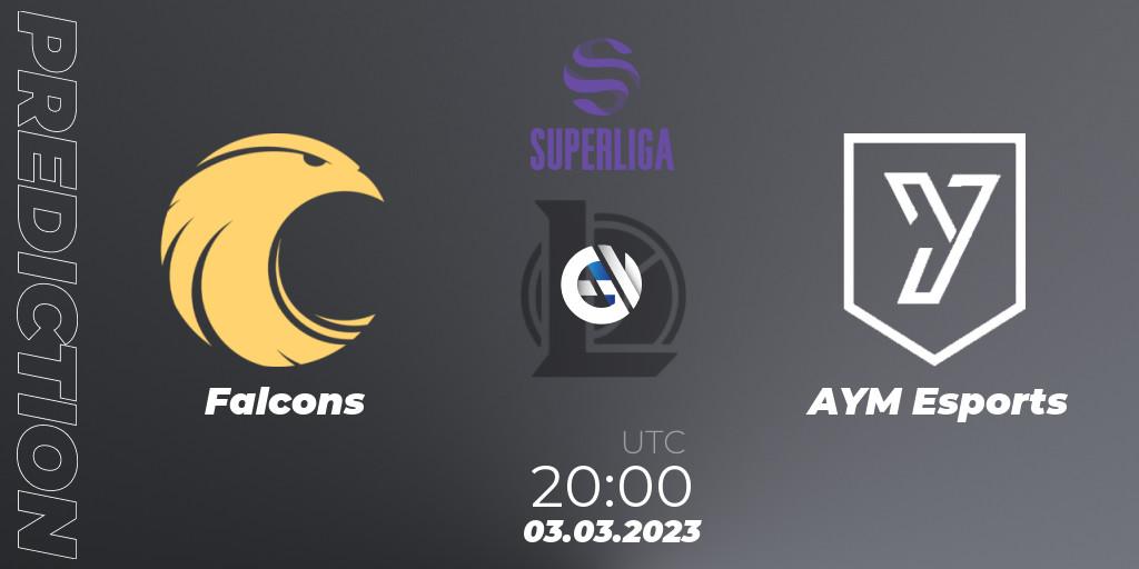 Falcons vs AYM Esports: Match Prediction. 03.03.2023 at 20:00, LoL, LVP Superliga 2nd Division Spring 2023 - Group Stage