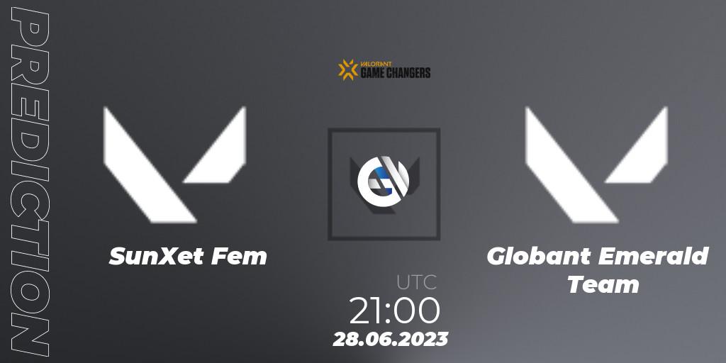 SunXet Fem vs Globant Emerald Team: Match Prediction. 28.06.2023 at 21:00, VALORANT, VCT 2023: Game Changers Latin America South