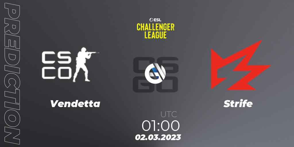 Vendetta vs Strife: Match Prediction. 07.03.2023 at 01:00, Counter-Strike (CS2), ESL Challenger League Season 44: North America