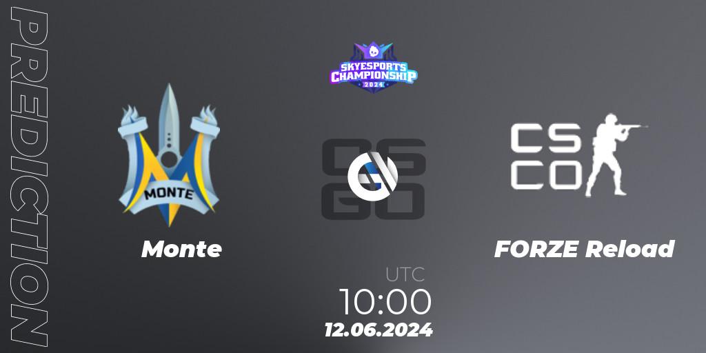 Monte vs FORZE Reload: Match Prediction. 12.06.2024 at 10:00, Counter-Strike (CS2), Skyesports Championship 2024: European Qualifier