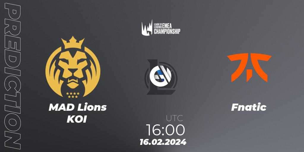 MAD Lions KOI vs Fnatic: Match Prediction. 16.02.2024 at 16:00, LoL, LEC Winter 2024 - Playoffs