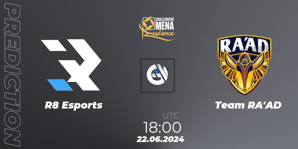 R8 Esports vs Team RA'AD: Match Prediction. 22.06.2024 at 18:00, VALORANT, VALORANT Challengers 2024 MENA: Resilience Split 2 - Levant and North Africa