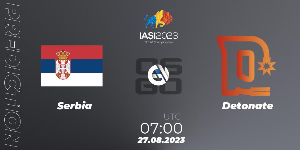 Serbia vs Detonate: Match Prediction. 27.08.2023 at 12:30, Counter-Strike (CS2), IESF World Esports Championship 2023