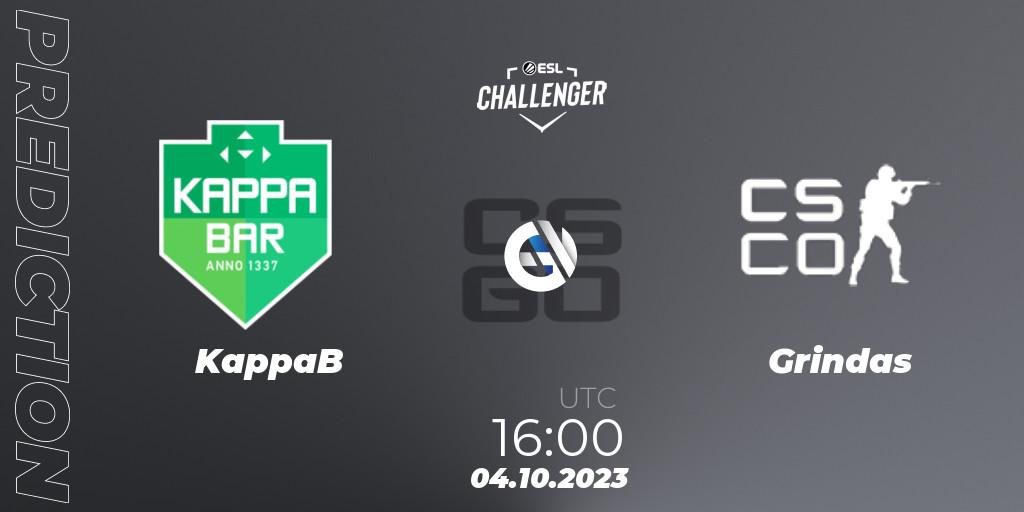 KappaB vs Grindas: Match Prediction. 04.10.2023 at 16:00, Counter-Strike (CS2), ESL Challenger at DreamHack Winter 2023: European Open Qualifier