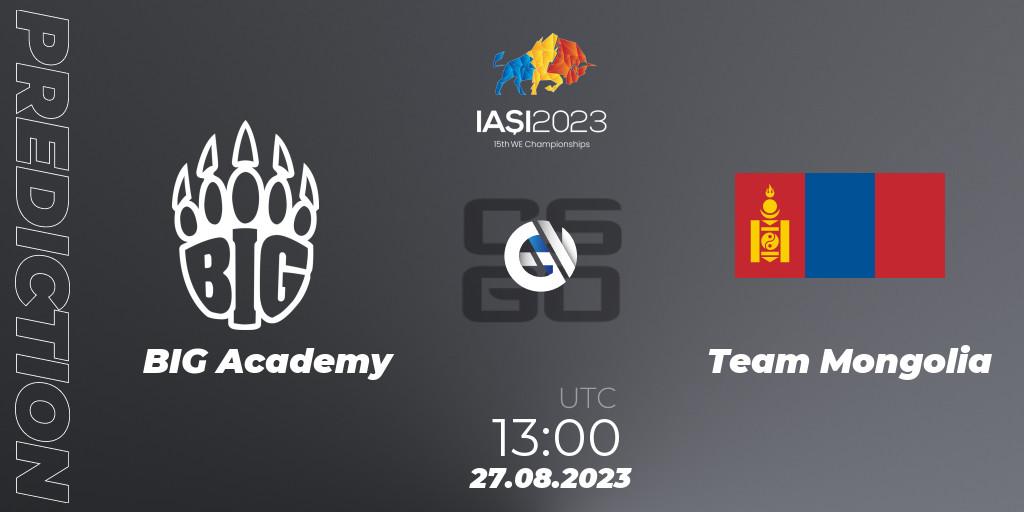 BIG Academy vs Team Mongolia: Match Prediction. 27.08.2023 at 19:40, Counter-Strike (CS2), IESF World Esports Championship 2023