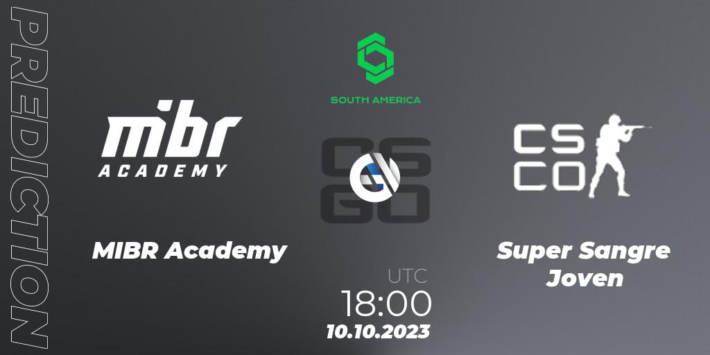 MIBR Academy vs Super Sangre Joven: Match Prediction. 10.10.2023 at 18:00, Counter-Strike (CS2), CCT South America Series #12