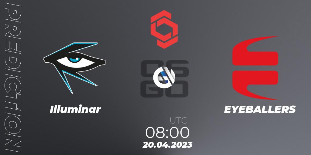 Illuminar vs EYEBALLERS: Match Prediction. 20.04.2023 at 08:00, Counter-Strike (CS2), CCT Central Europe Series #6