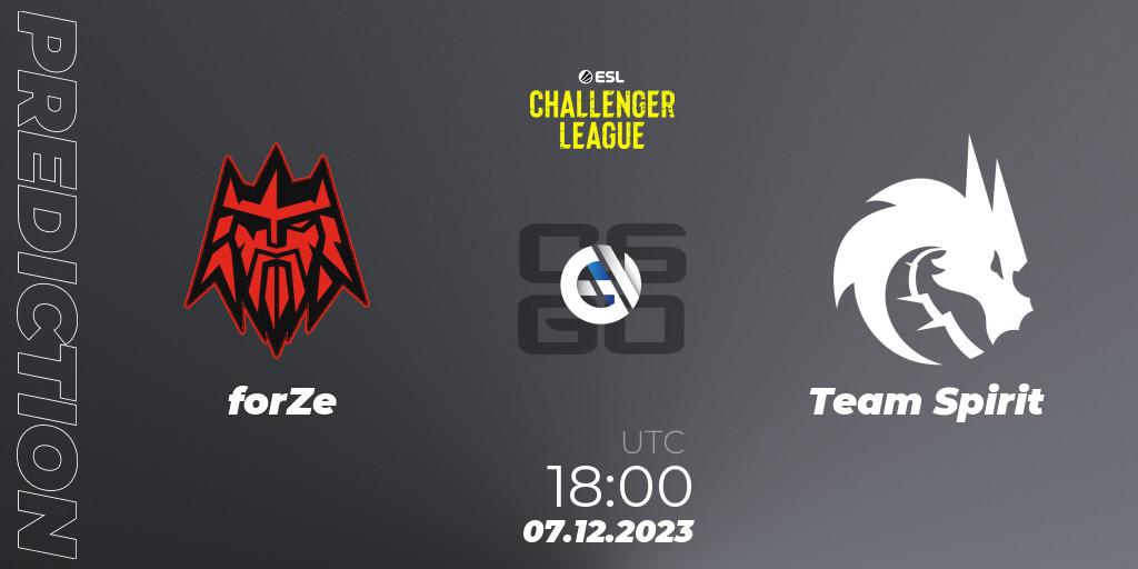 forZe vs Team Spirit: Match Prediction. 07.12.23, CS2 (CS:GO), ESL Challenger League Season 46: Europe