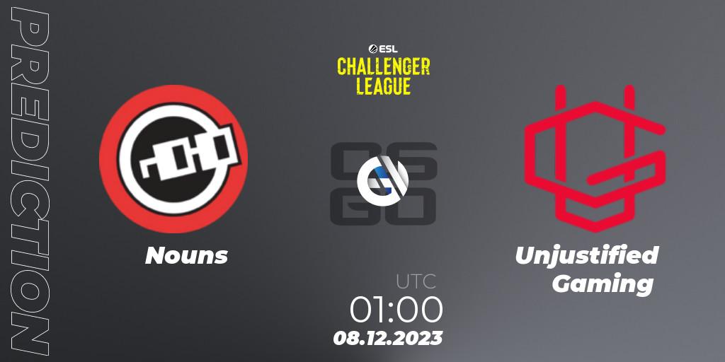 Nouns vs Unjustified Gaming: Match Prediction. 08.12.2023 at 01:00, Counter-Strike (CS2), ESL Challenger League Season 46: North America